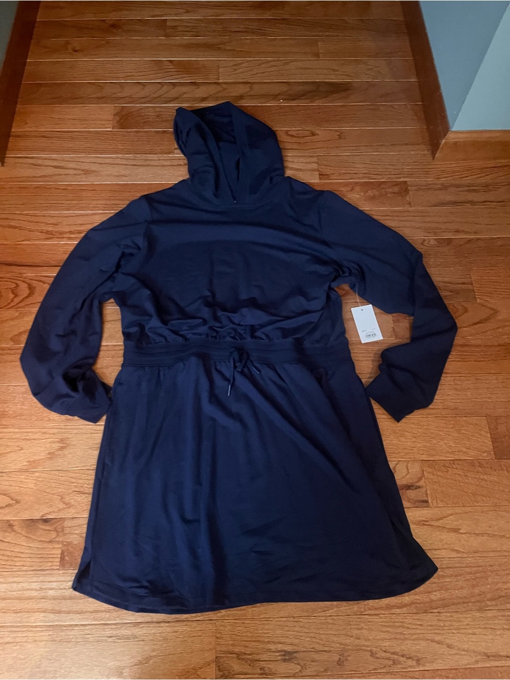 Tek Gear Hooded Navy Drawstring Waist light fabric Dress XL New